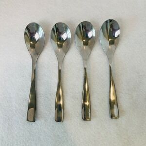 Set of 4 Stainless Steel Teaspoons Modern Flared Handle Flatware 6.25‎ inch
